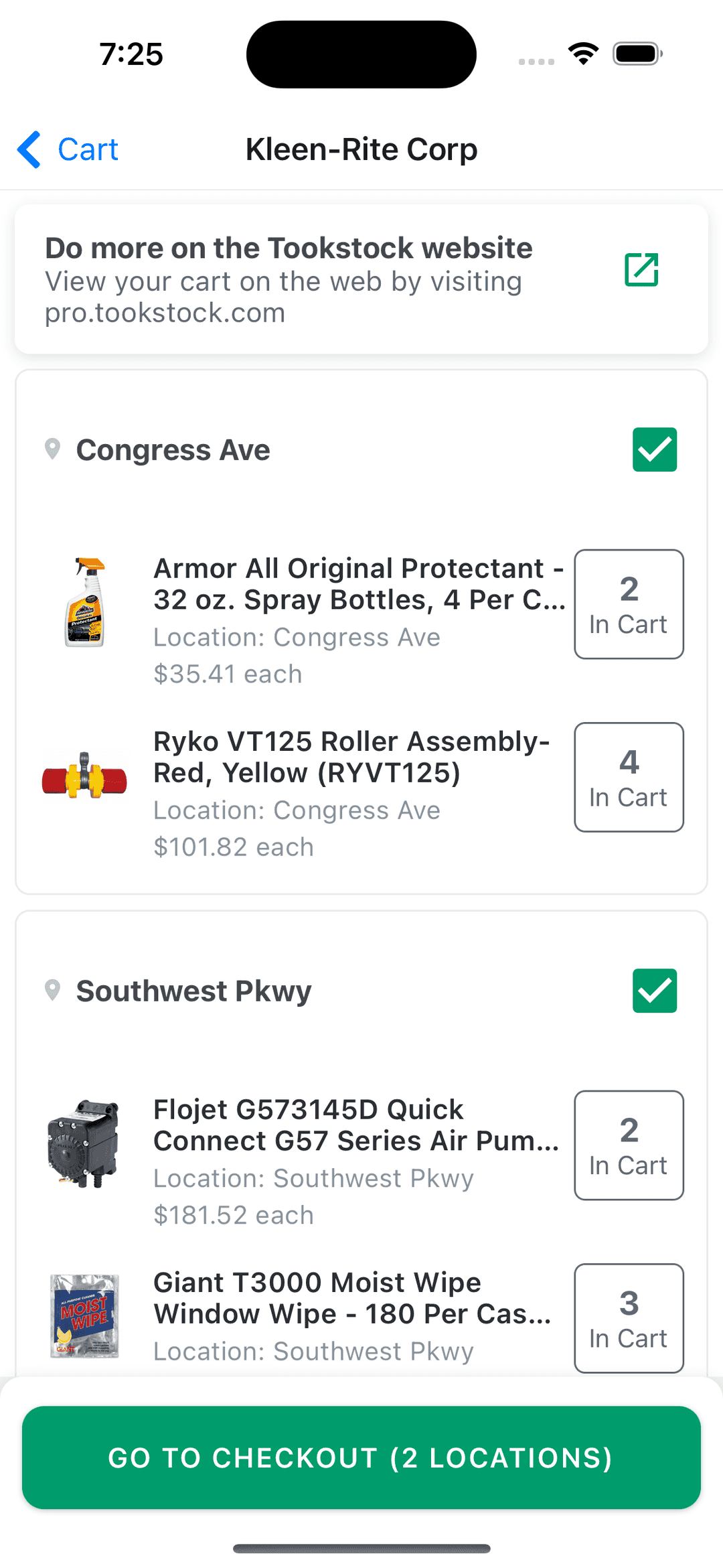Mobile View Cart