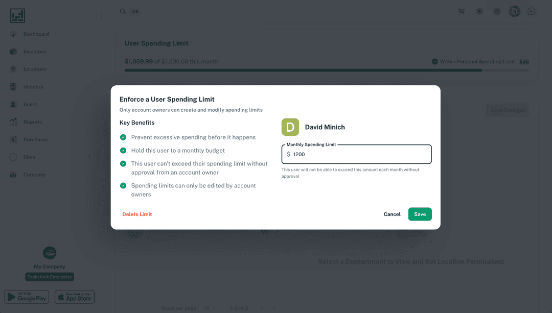 Enforce Spending Limit